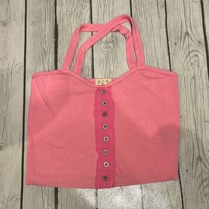 POL women’s Pink Ribbed Crop tank top